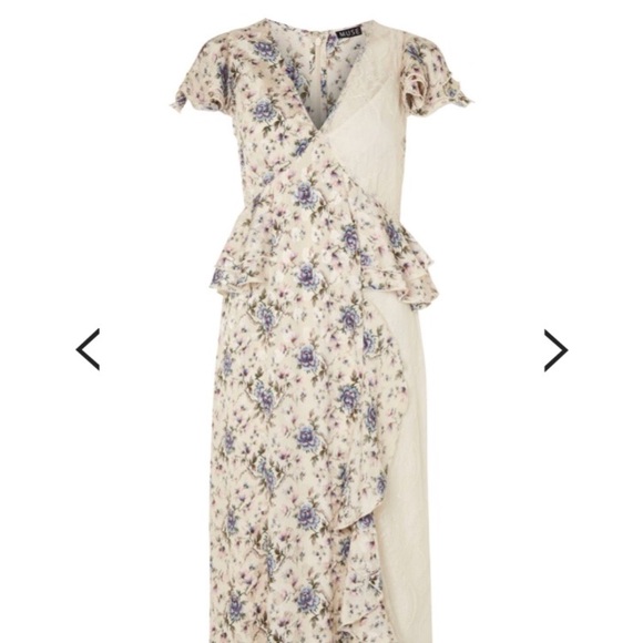 NWT TopShop floral & lace mix midi dress size 6 - Picture 4 of 8